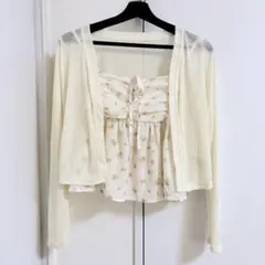 GRL 花柄キャミソール×シアーカーディガンアンサンブル