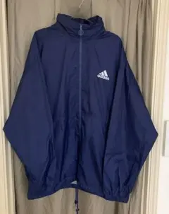 adidas アディダス　ネイビー ナイロンジャケット　オーバーサイズ　古着