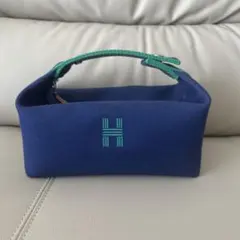 期間限定♡HERMES ブリッドアブラック キャンバス ポーチ ブルー 