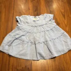 petit main 水色 フリル 半袖シャツ 100