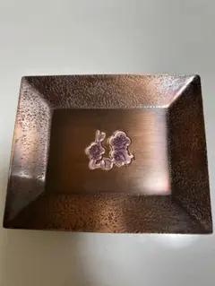 銅製 銘々皿 梅紋様 槌目仕上げ