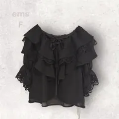 タグ付！ems エムズエキサイト レースアップ　 花柄 ブラウス シャツ