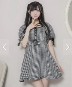 pium 千鳥柄ジャガードベルトミニワンピース ホワイトミックス