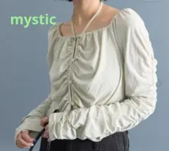 mystic　シャーリング 長袖 トップス ホルターネック ライトグリーンのサムネイル
