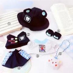 即日発送】10cmぬい服 チェック ベレー帽 ケープ チャーム付き