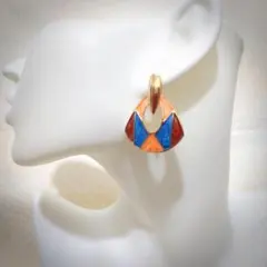 幾何学デザイン　秋色のピアス