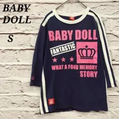 ベビードール 【S】 七分袖Tシャツ ロゴプリント クルーネック ネイビーのサムネイル