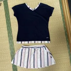 Prince テニスウェアセット ネイビー/ストライプ　Ｍサイズ