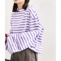 yori ボーダー ヘムフリルカットソー 　パープル yori ボーダー ヘムフリルカットソー パープル - メルカリ