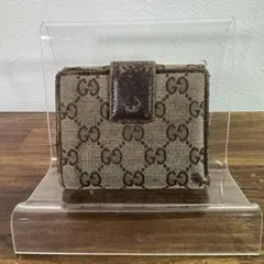 チ*ロ様 GUCCI グッチ GGキャンバス レザー 2つ折財布 ダブルホック
