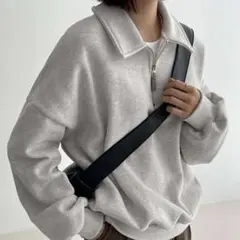 DAZY ハーフジップ スウェットシャツ ドロップショルダー