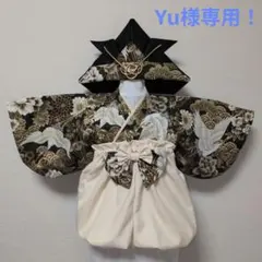 Yu様専用。ハンドメイドのベビー袴❗️鶴×花×青海波柄金彩。初節句、月齢フォト