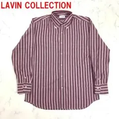 A7243 ランバンコレクション 長袖シャツ 綿 ストライプ 赤系 Lのサムネイル