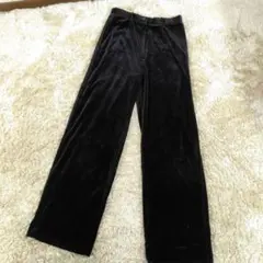伊太利屋 ベロア ワイドパンツ 7A2 ブラック 日本製