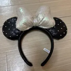 ディズニー ランド シー カチューシャ ミニーキルティング パール ブラック