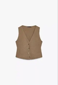 ZARA テクスチャーボタンベストトップス