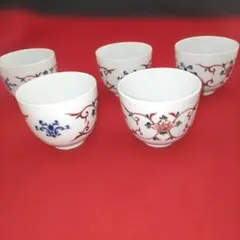 渋草焼　芳国舎　湯飲み 5個セット 花模様　芳国渋草　飛騨高山　①