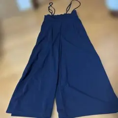 ネイビー ワイドパンツサロペット