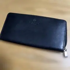 レザー製　黒長財布 チェック柄　TAKEO KIKUCHI