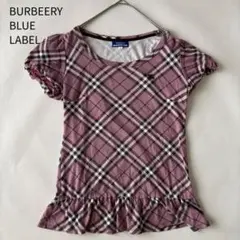 バーバリーブルーレーベル　カットソー　ノバチェック　半袖　パフスリーブ　フリル