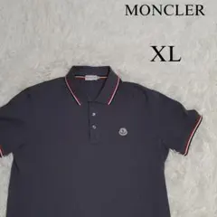 美品】MONCLER ポロシャツ グレー L ロゴワッペン トリコロールライン