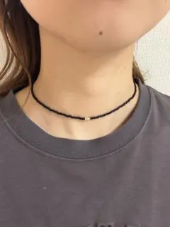 ハンドメイド　大人シンプルビーズチョーカーネックレスブラック