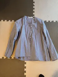 青白ストライプ 長袖シャツ L レディース