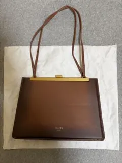 CELINE ブラウンレザーショルダーバッグ