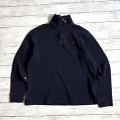 ダ*リ様 ポロラルフローレン ハーフジップ コットン ニット ネイビー L ポニ
