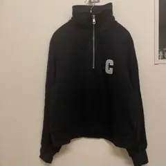 (美品　未使用) ハーフジップトレーナー スウェット　ネイビー　刺繍マーク　M