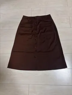 フロントボタン 膝丈スカート ブラウンのサムネイル