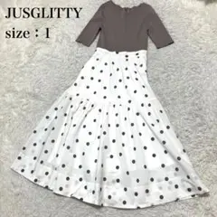 大人百花掲載商品 ジャスグリッティー ドットスカートドッキングワンピース S