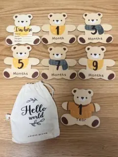 【激安SALE】マンスリーカード　木製　くま