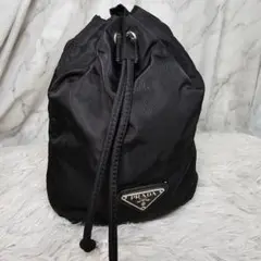13【極美品】プラダ 三角ロゴ ナイロン 巾着 ポーチ ミニバッグ