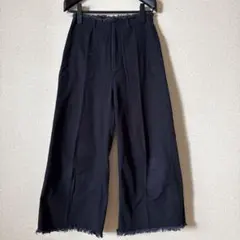 ローリーズファーム　ブラック ワイドデニムパンツ カットオフ