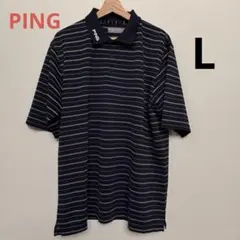 PING ゴルフシャツ メンズ ネイビー ボーダー柄 XXL - メルカリ