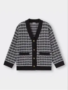 GU チェックオーバーサイズカーディガン