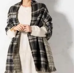 大判ストール チェック柄 リバーシブル フリンジ付 男女兼用 マフラー 防寒