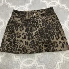 ヒョウ柄デニムミニスカート