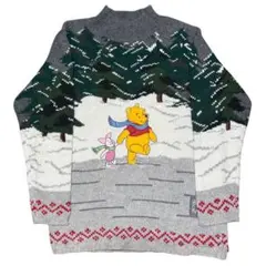 【未使用タグ付き】プーさんクリスマスニット ニット セーター 男女兼用 2色 長袖 クリスマス ペアルック 7693