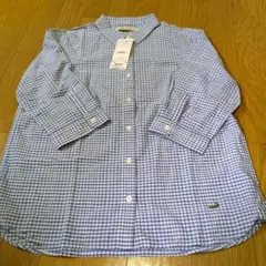 CROCODILE 七分袖 シャツ 青白チェック