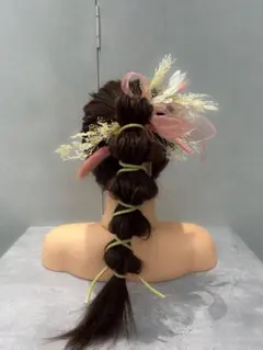 ピンク卒業式成人式髪飾り成人式ヘア振袖袴振袖ヘアドライフラワーかわいいリボン金箔