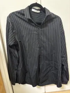 VANSYA ブラック ストライプ 長袖シャツ