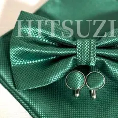 披露宴グリーン　緑　蝶ネクタイ チーフ カフス セット　結婚式披露宴　Qwi