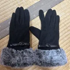 一度着用黒 ファー付き 手袋　防寒