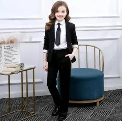 女の子 パンツスーツ フォーマル 子供服 黒 卒業式 入学式 150cm