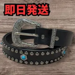 ベルト メンズ Y2K ウエスタン スタッズ ターコイズ アメカジ 彫刻 ナロー