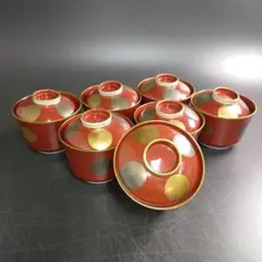 Y13-4/庄右衛門/有田焼/金銀彩蓋付茶碗7客/小鉢/向附/懐石道具/のサムネイル