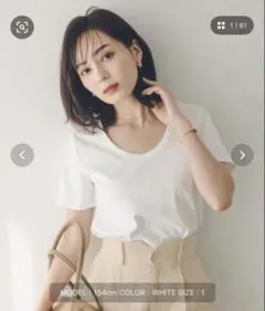 anuans シルクタッチコットンUネックTシャツのサムネイル