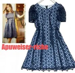 【新品】Apuweiser-riche ネイビー レース ワンピース 半袖